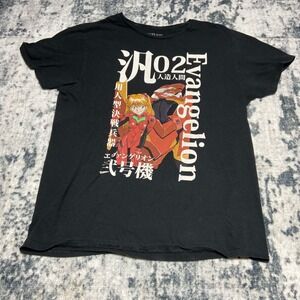 Evangelion T Shirt Size Large Anime Graphic Tee Black Cotton